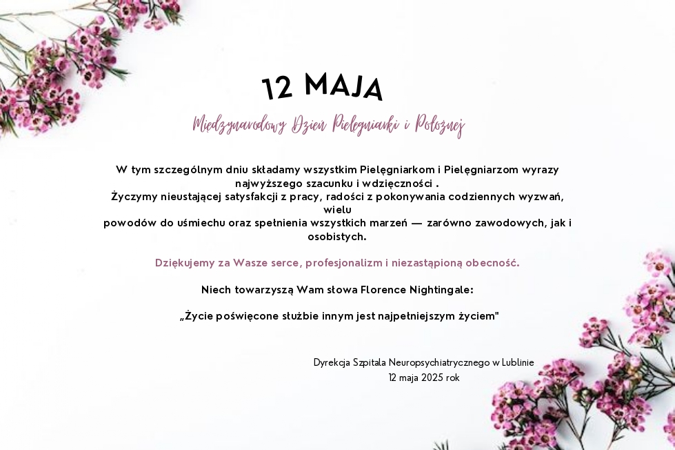 ¯yczenia z okazji Miêdzynarodowego Dnia Pielêgniarek i Po³o¿nych